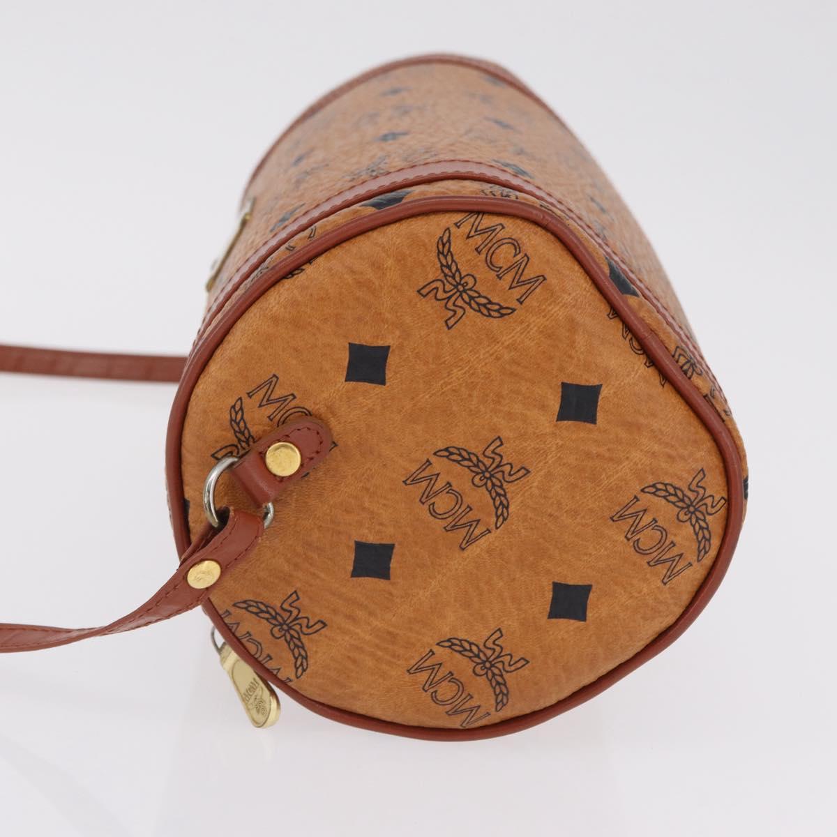 MCM Vicetos Shoulder Bag PVC Leather Brown Gold Tone Auth ki6959