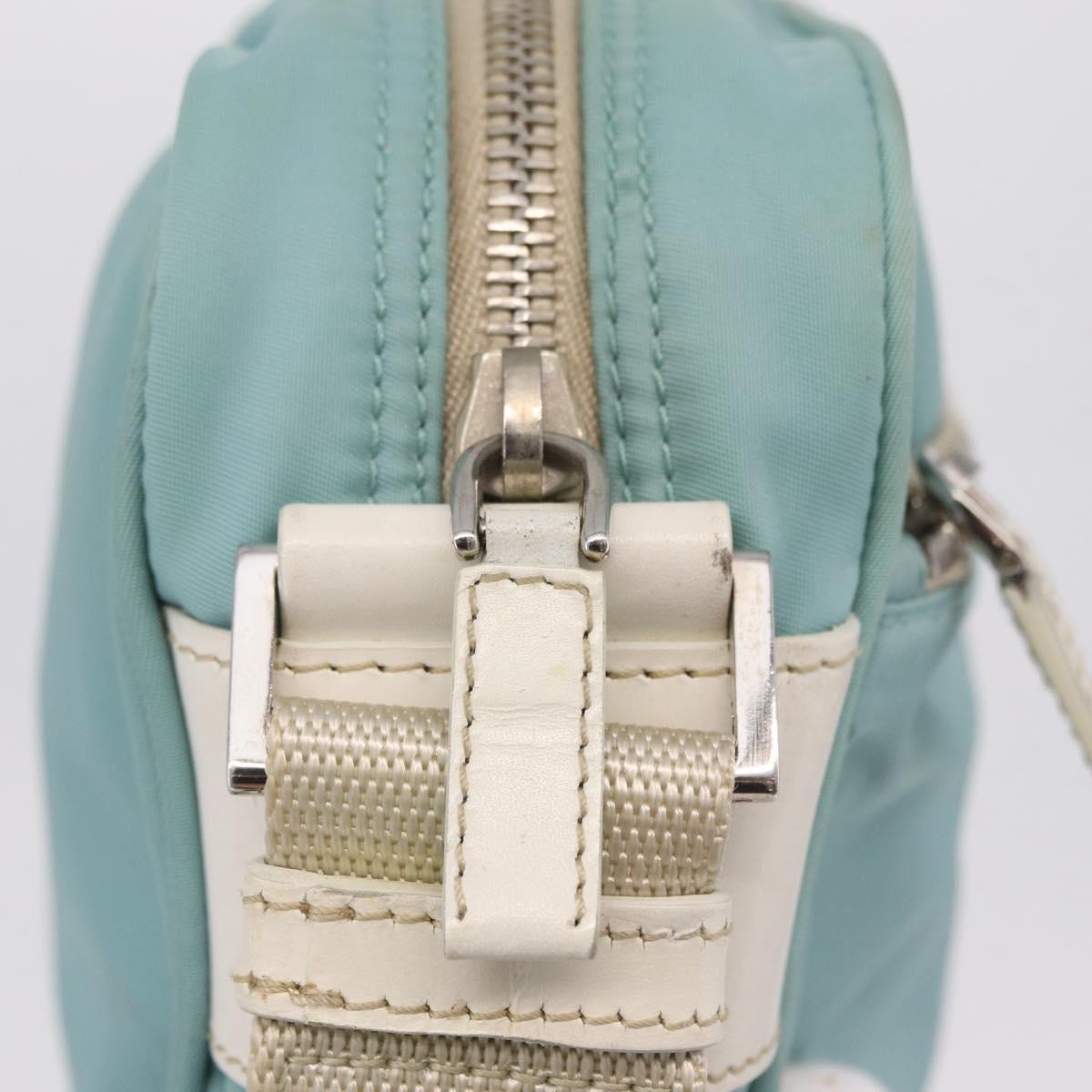PRADA Shoulder Bag Nylon Light Blue Silver Auth ki6964A