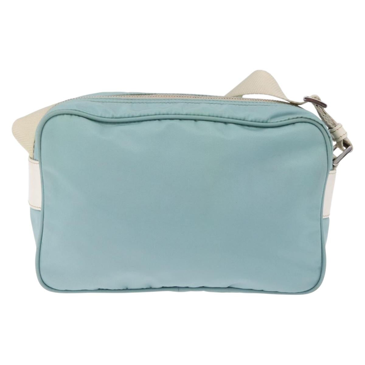 PRADA Shoulder Bag Nylon Light Blue Silver Auth ki6964A