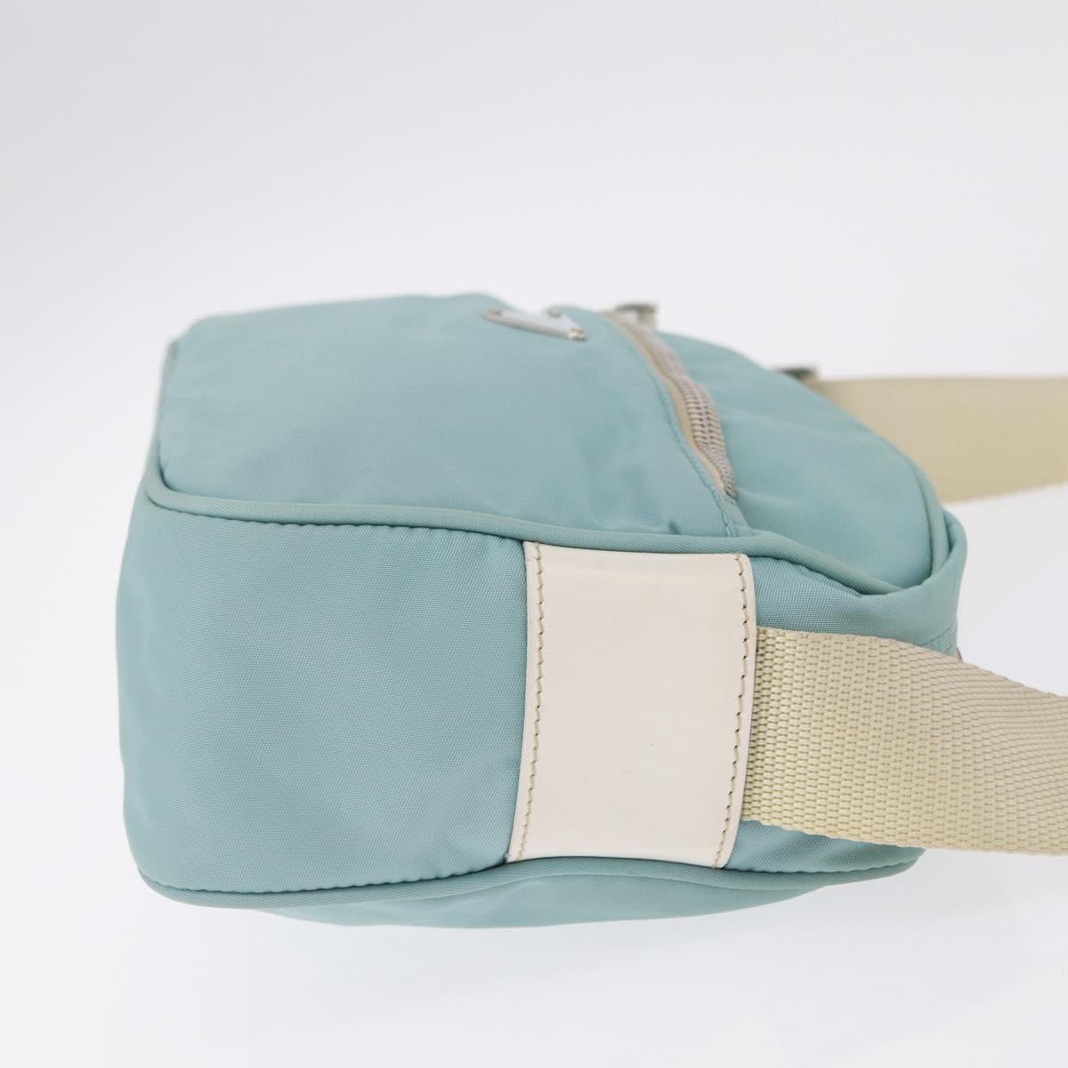 PRADA Shoulder Bag Nylon Light Blue Silver Auth ki6964A