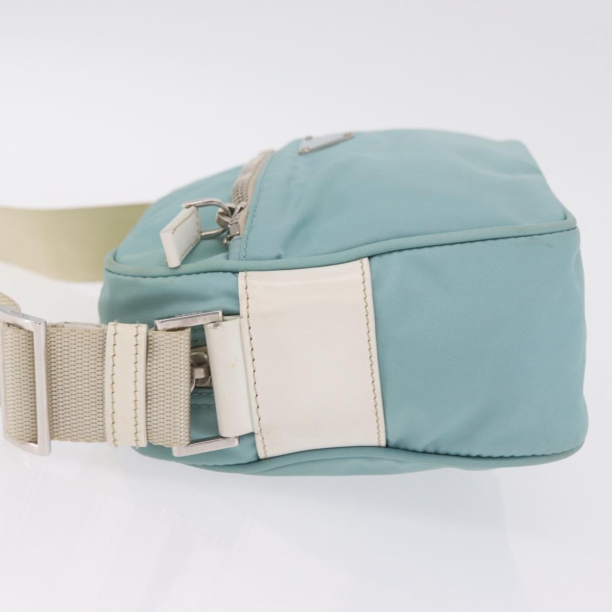 PRADA Shoulder Bag Nylon Light Blue Silver Auth ki6964A