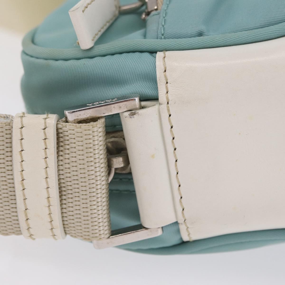 PRADA Shoulder Bag Nylon Light Blue Silver Auth ki6964A