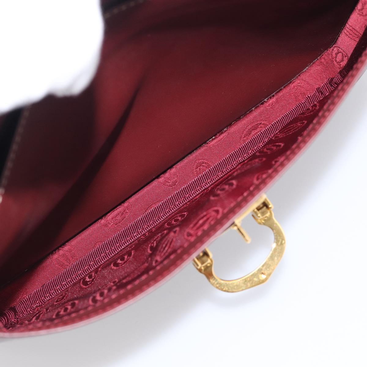 Cartier Shoulder Bag Leather Bordeaux Gold Auth ki6976V
