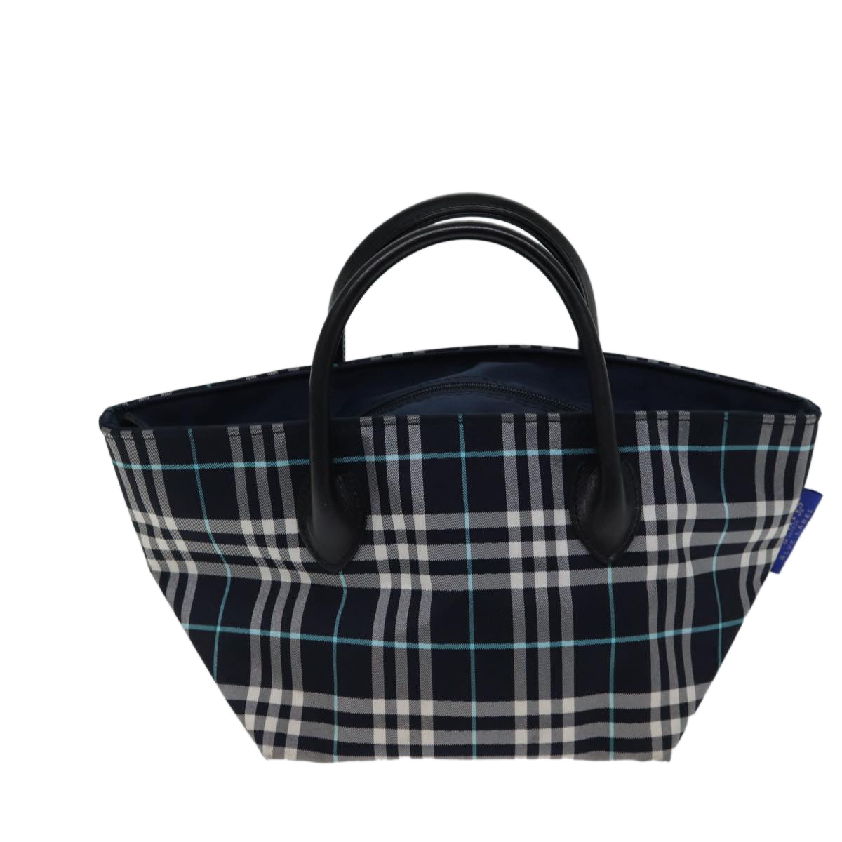 Burberrys Nova Check Blue Label Hand Bag Nylon Navy Auth kk229