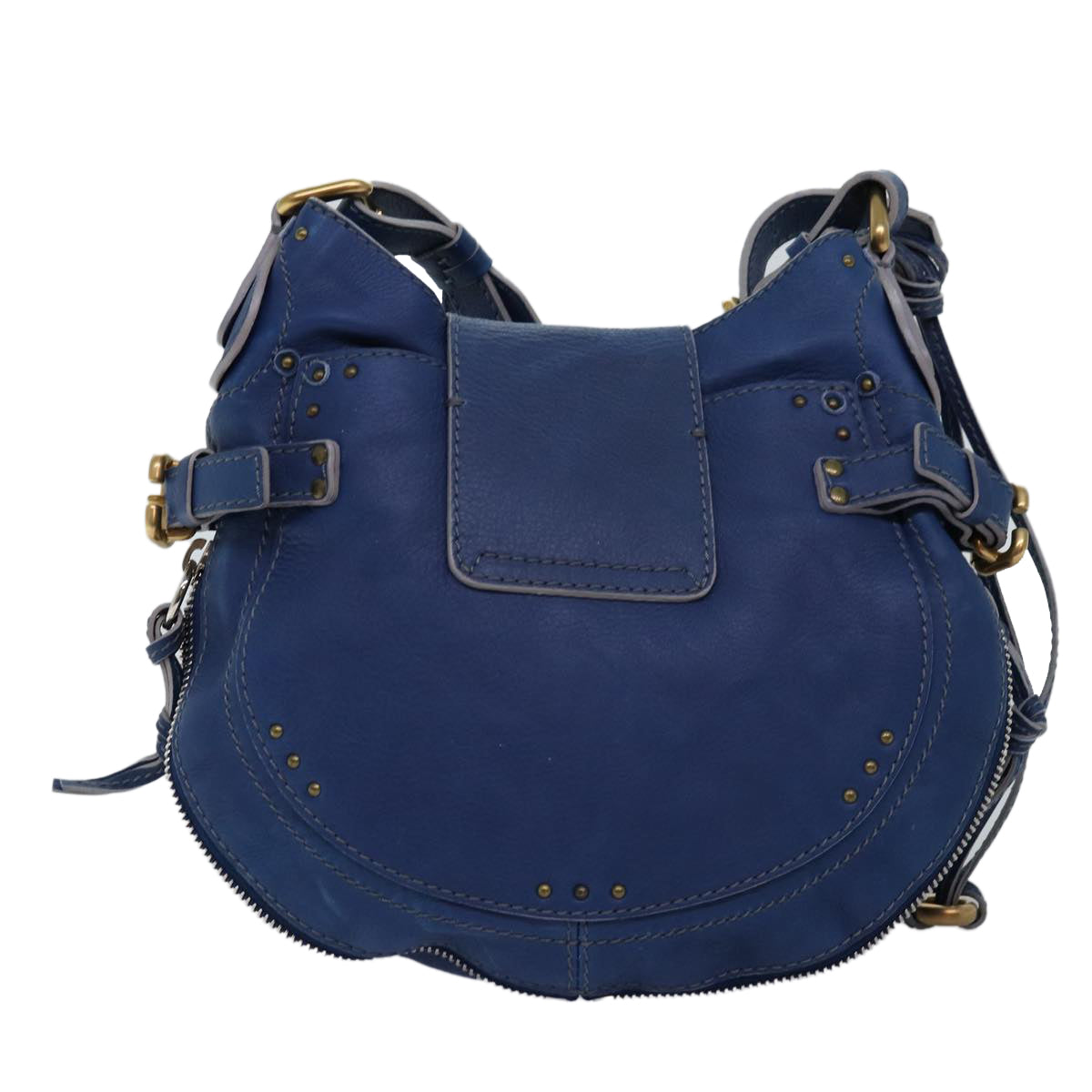 Chloe Paddington Shoulder Bag Leather Blue Auth kk230