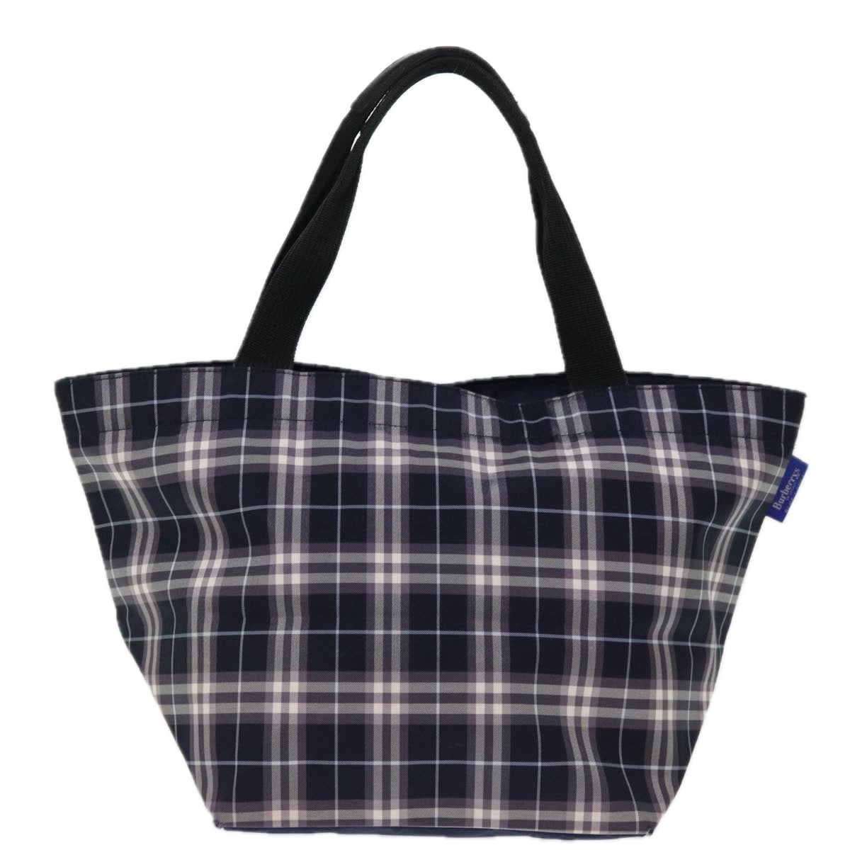 Burberrys Blue Label Nova Check Tote Bag Nylon Navy Auth kk240