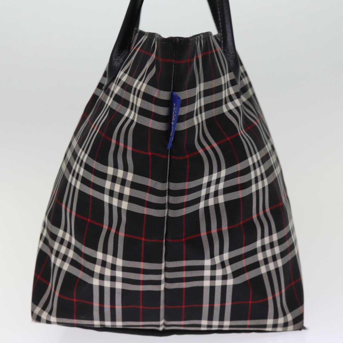 Burberrys Nova Check Blue Label Tote Bag Nylon Black Auth kk241