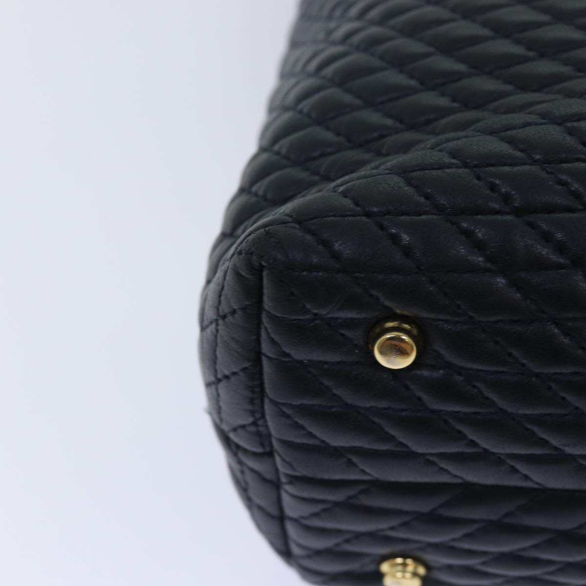 BALLY Quilted Chain Shoulder Bag Leather Black Auth kk252