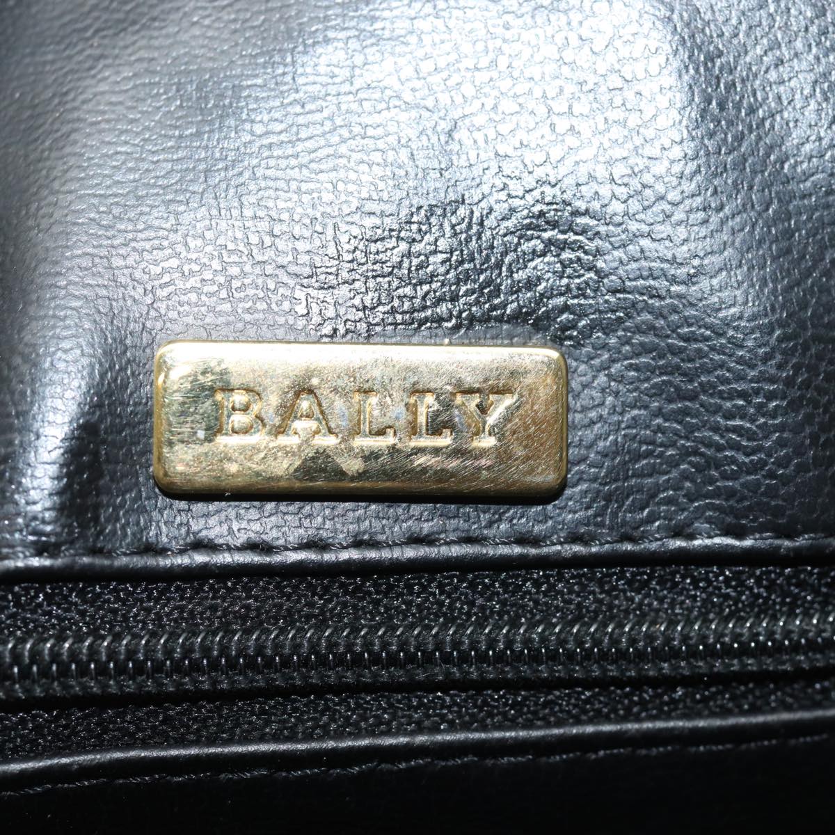 BALLY Quilted Shoulder Bag Leather Enamel Black Auth kk267