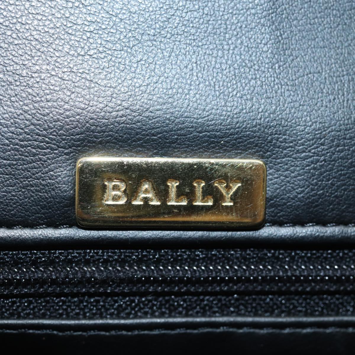 BALLY Quilted Chain Shoulder Bag Leather Black Auth kk268