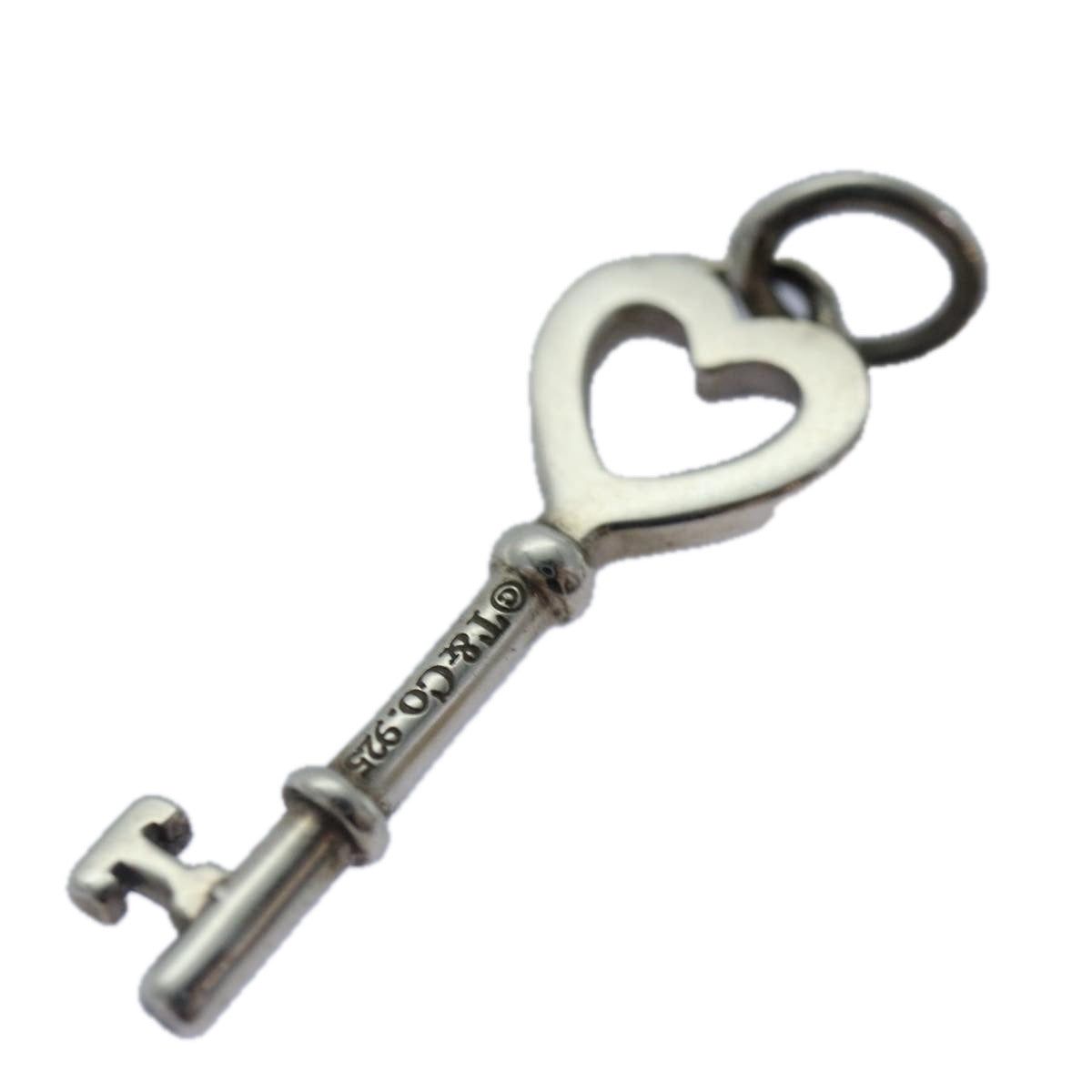 TIFFANY&Co. Heart key Necklace Charm Ag925 Silver Auth kk313