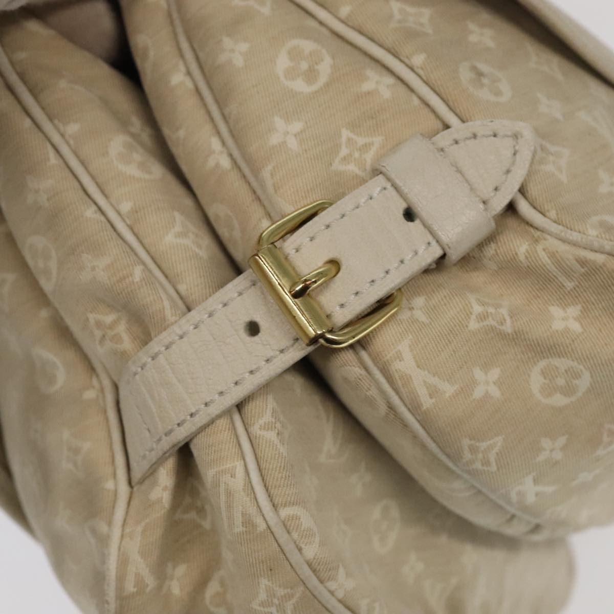 LOUIS VUITTON Monogram Mini Lin Saumur PM Shoulder Bag Ivory M95314 Auth kk368V