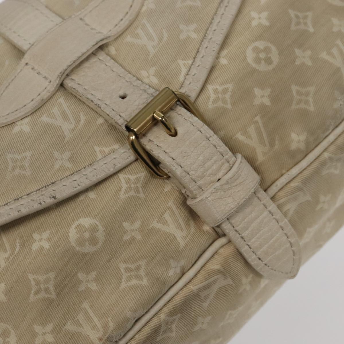 LOUIS VUITTON Monogram Mini Lin Saumur PM Shoulder Bag Ivory M95314 Auth kk368V
