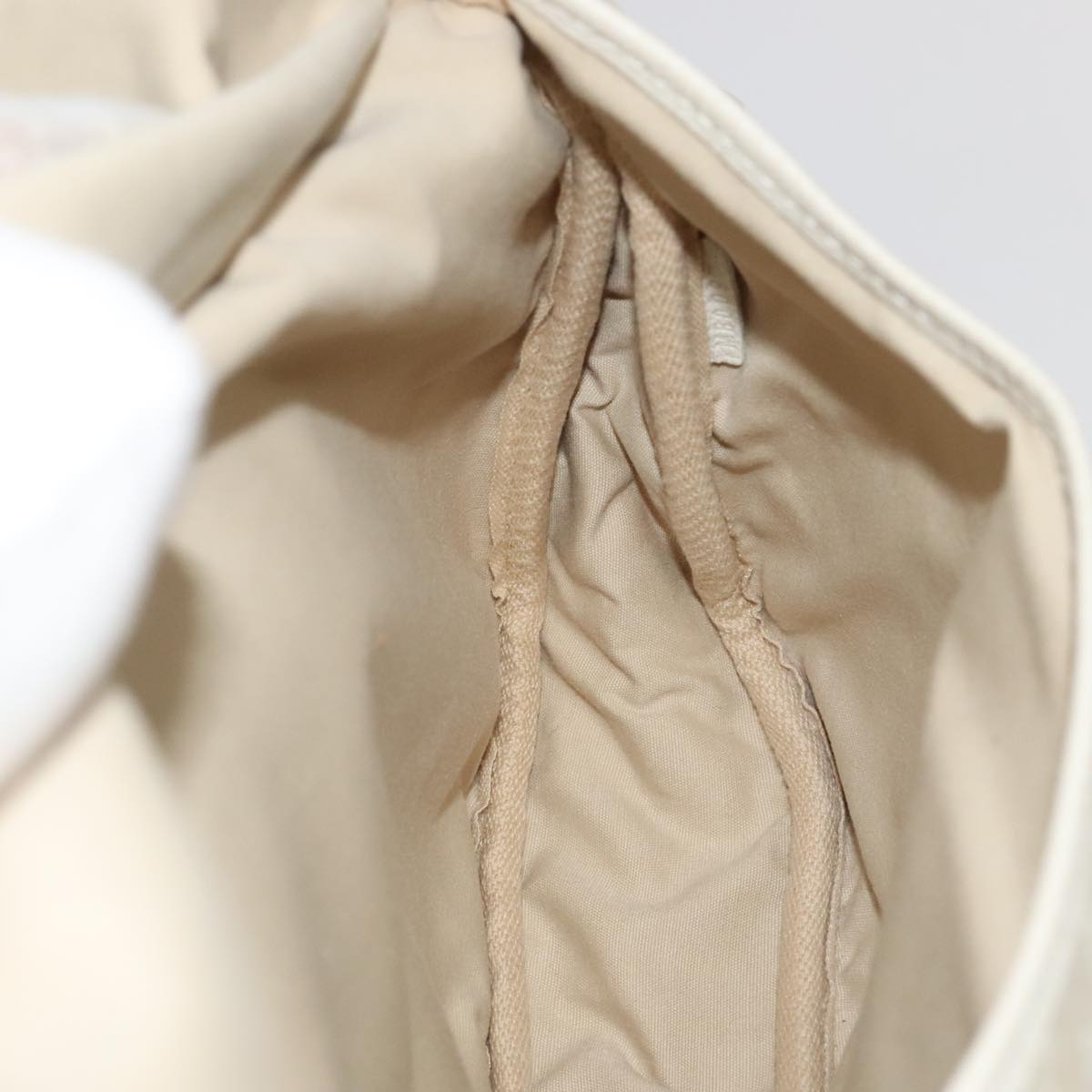 LOUIS VUITTON Monogram Mini Lin Saumur PM Shoulder Bag Ivory M95314 Auth kk368V