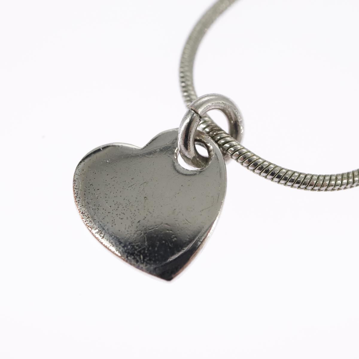 Christian Dior Heart Necklace Metal Silver Auth kk395