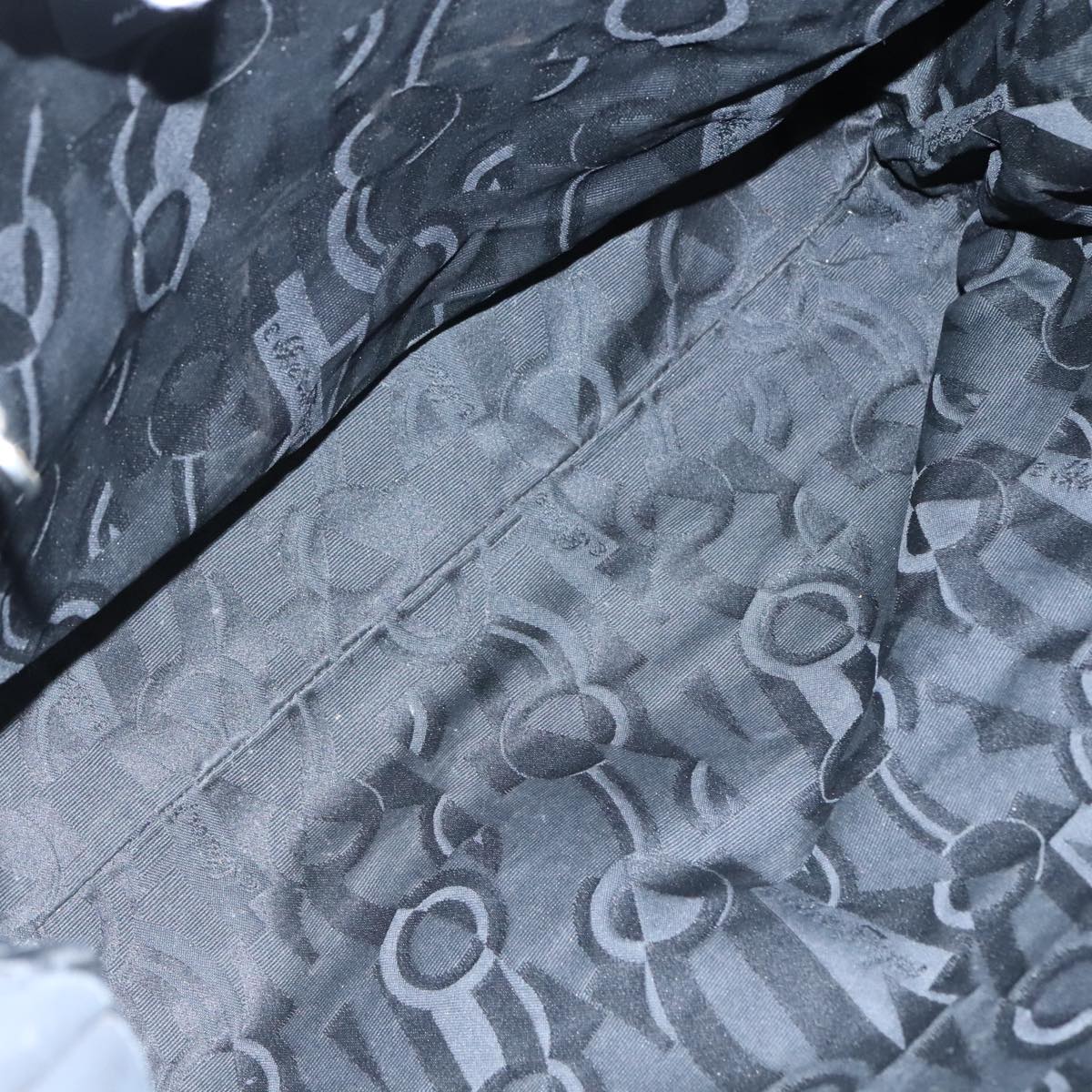 Salvatore Ferragamo Gancini Tote Bag PVC Canvas Black Auth kk413