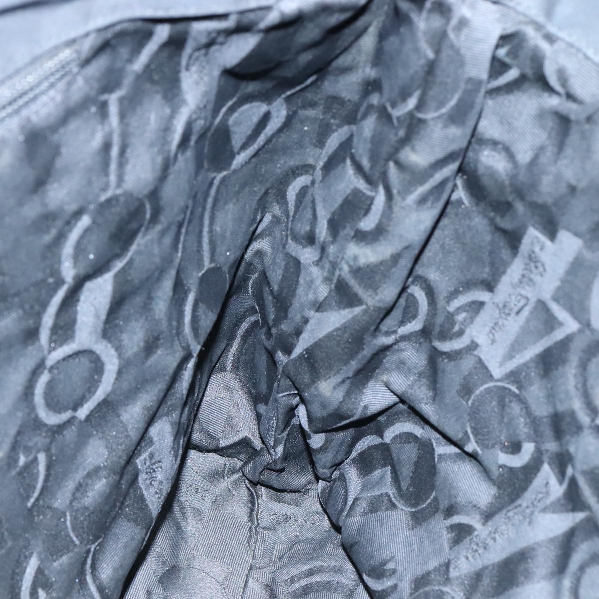 Salvatore Ferragamo Gancini Tote Bag PVC Canvas Black Auth kk413