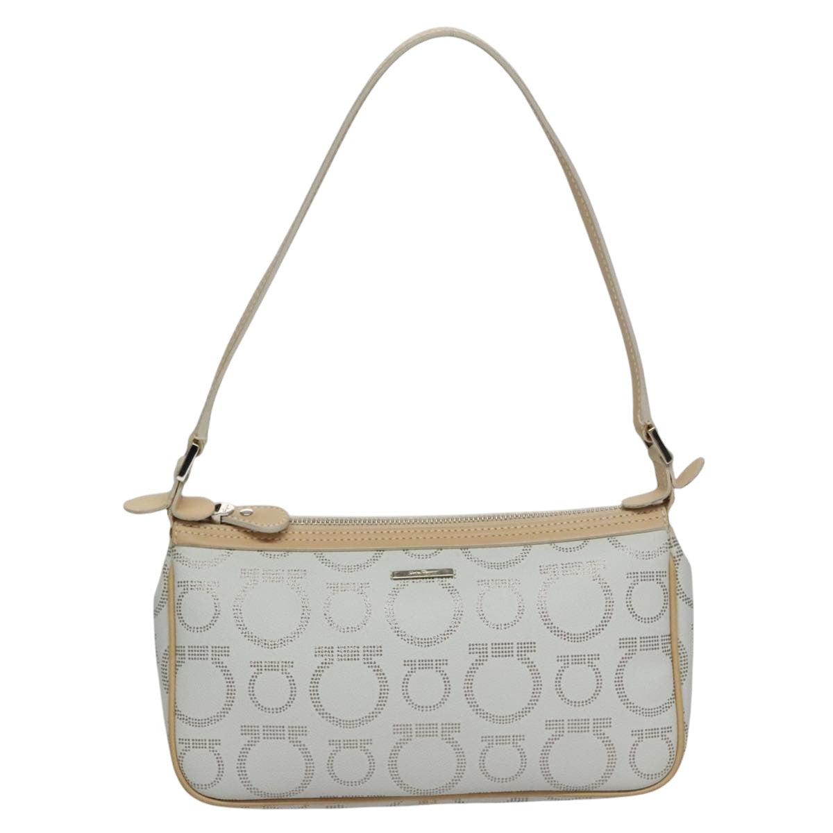 Salvatore Ferragamo Accessory Pouch PVC Leather Gray Auth kk414