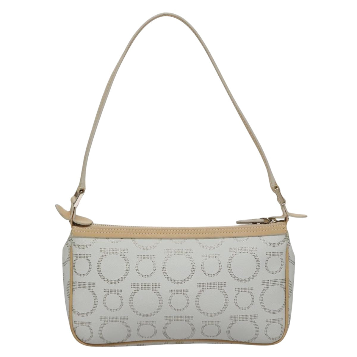 Salvatore Ferragamo Accessory Pouch PVC Leather Gray Auth kk414