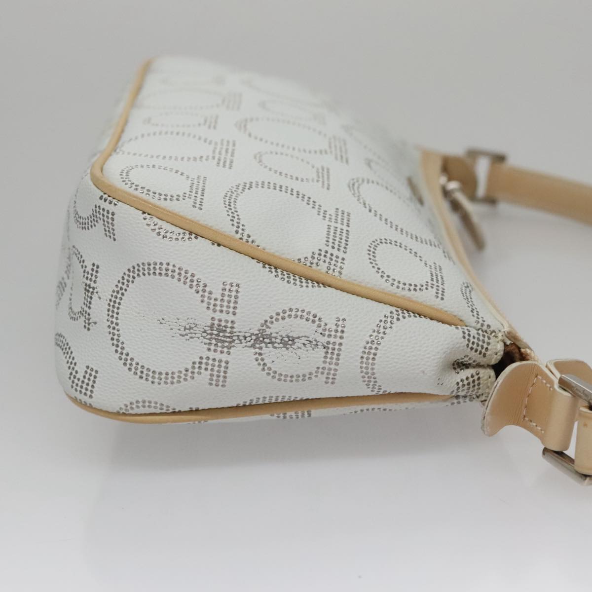 Salvatore Ferragamo Accessory Pouch PVC Leather Gray Auth kk414