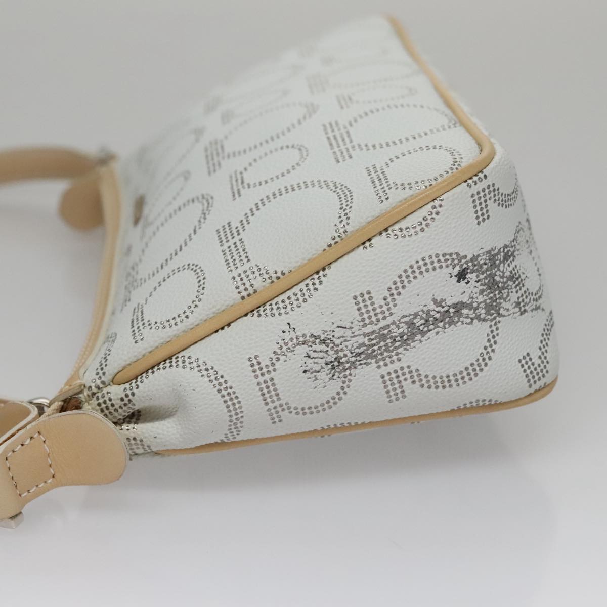 Salvatore Ferragamo Accessory Pouch PVC Leather Gray Auth kk414