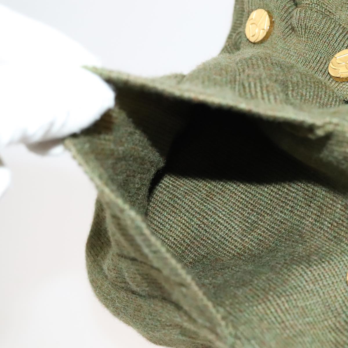 Salvatore Ferragamo Cardigan Wool M Khaki Auth kk430