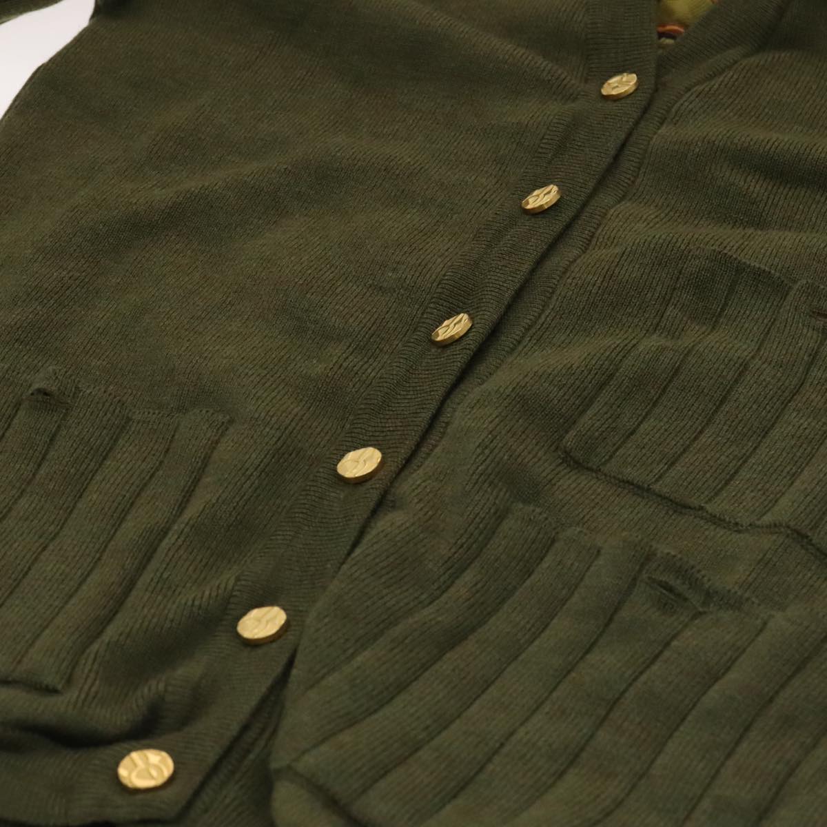 Salvatore Ferragamo Cardigan Wool M Khaki Auth kk430