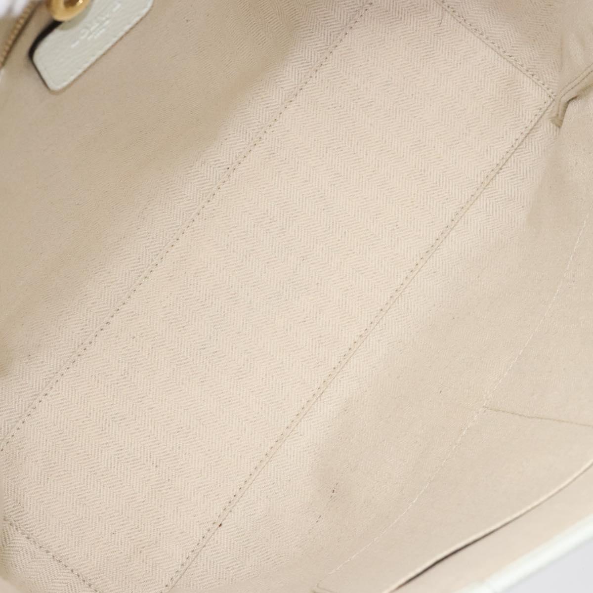 LOEWE Heritage Tote Bag Leather White Gold Auth kk436