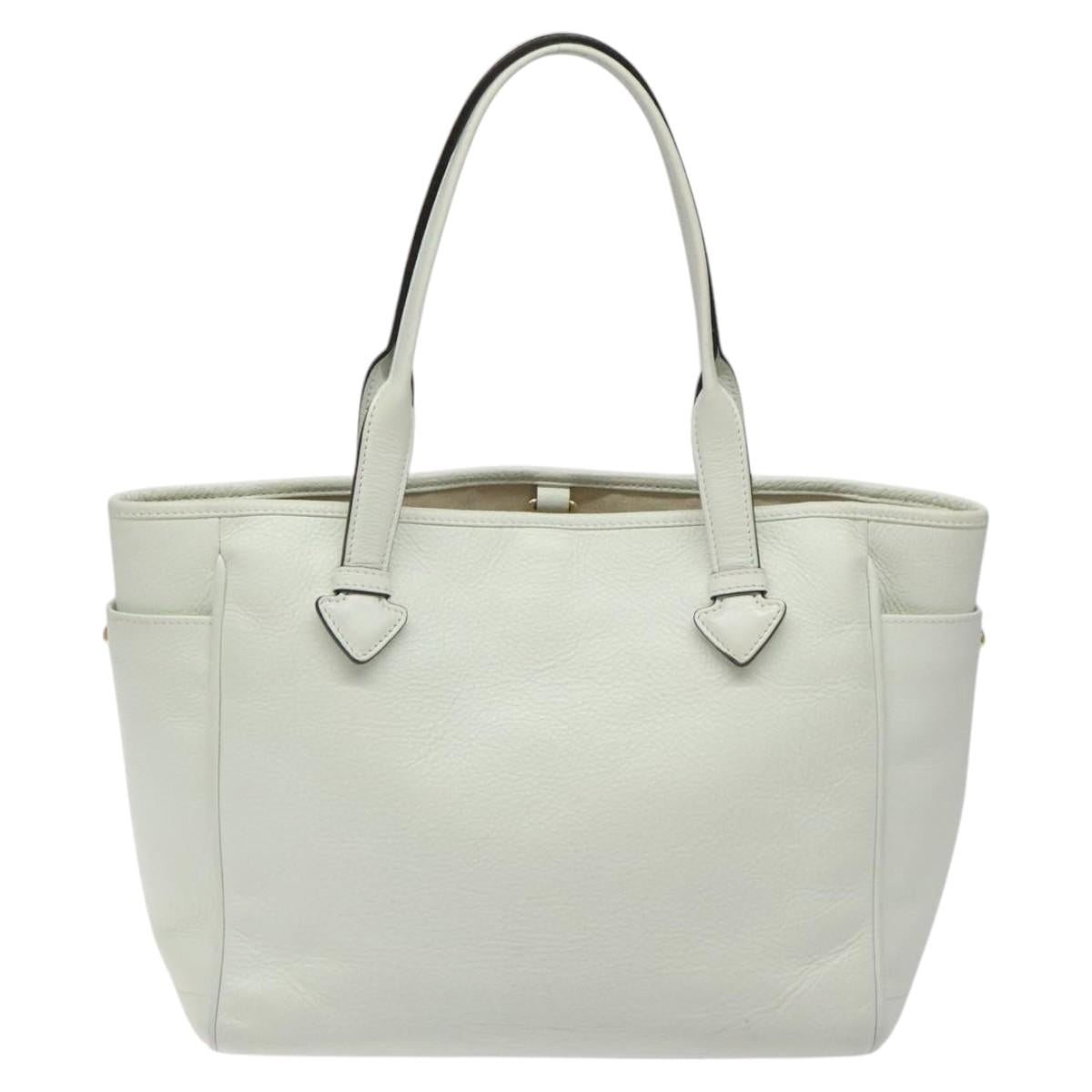 LOEWE Heritage Tote Bag Leather White Gold Auth kk436
