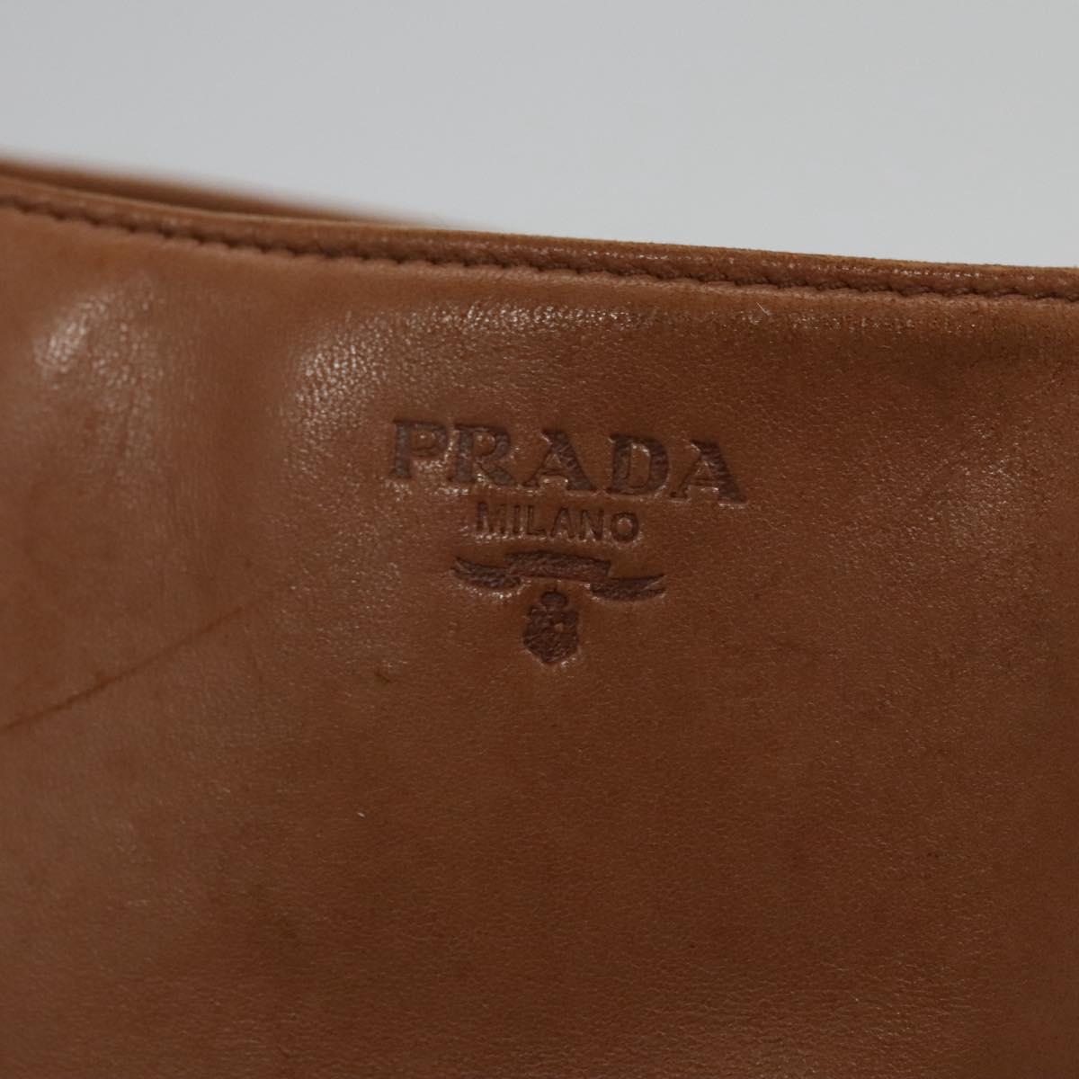 PRADA Shoulder Bag Leather Brown Auth kk437