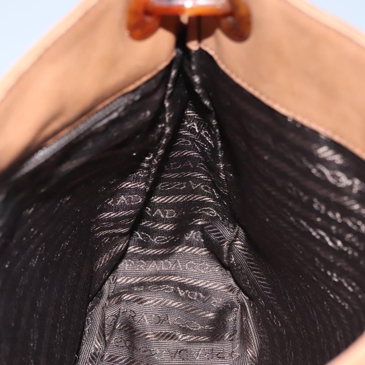 PRADA Shoulder Bag Leather Brown Auth kk437