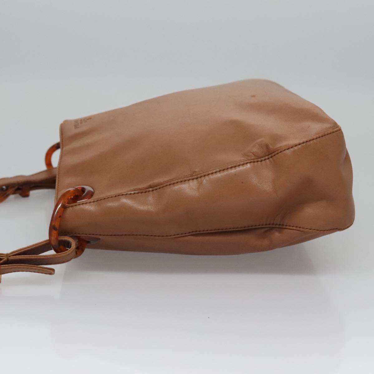 PRADA Shoulder Bag Leather Brown Auth kk437