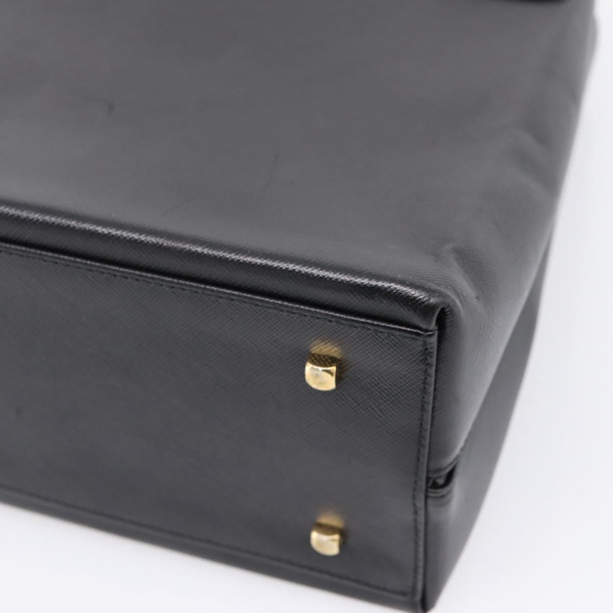 Salvatore Ferragamo Gancini Hand Bag Leather 2way Black Gold Auth kk442