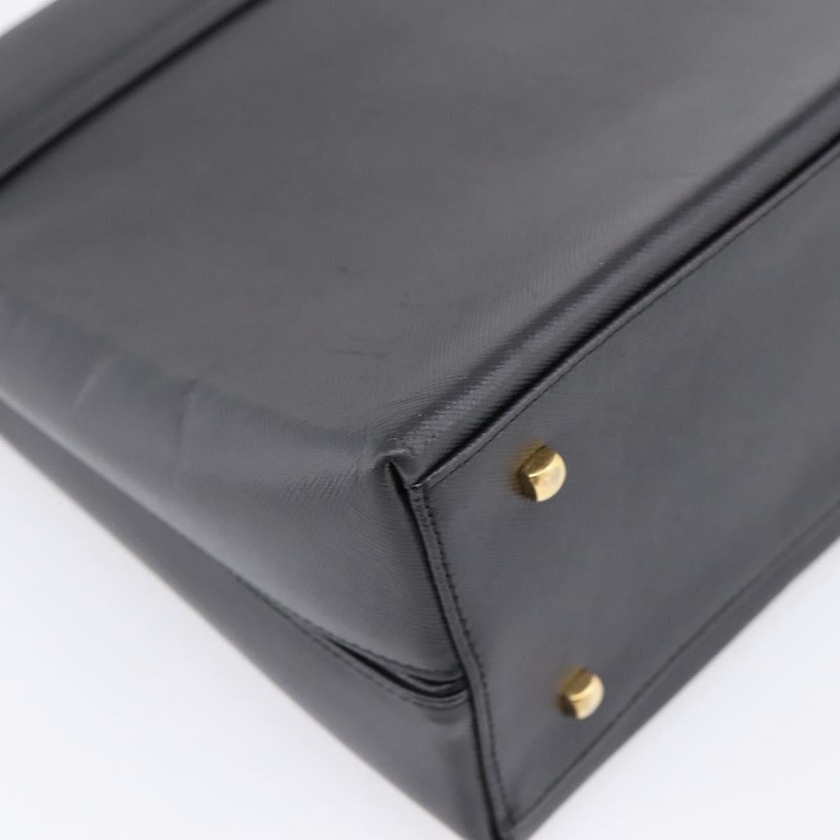 Salvatore Ferragamo Gancini Hand Bag Leather 2way Black Gold Auth kk442