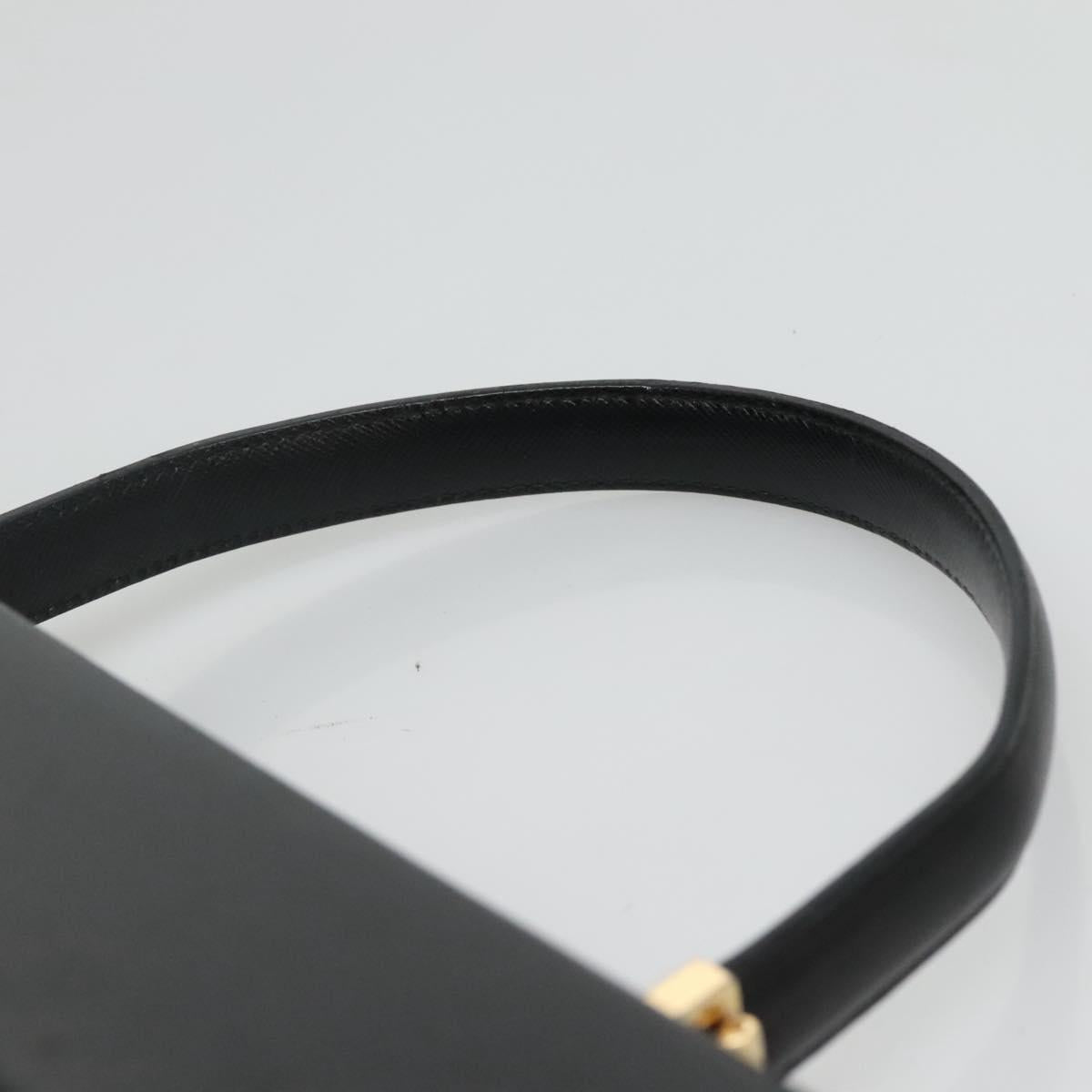 Salvatore Ferragamo Gancini Hand Bag Leather 2way Black Gold Auth kk442