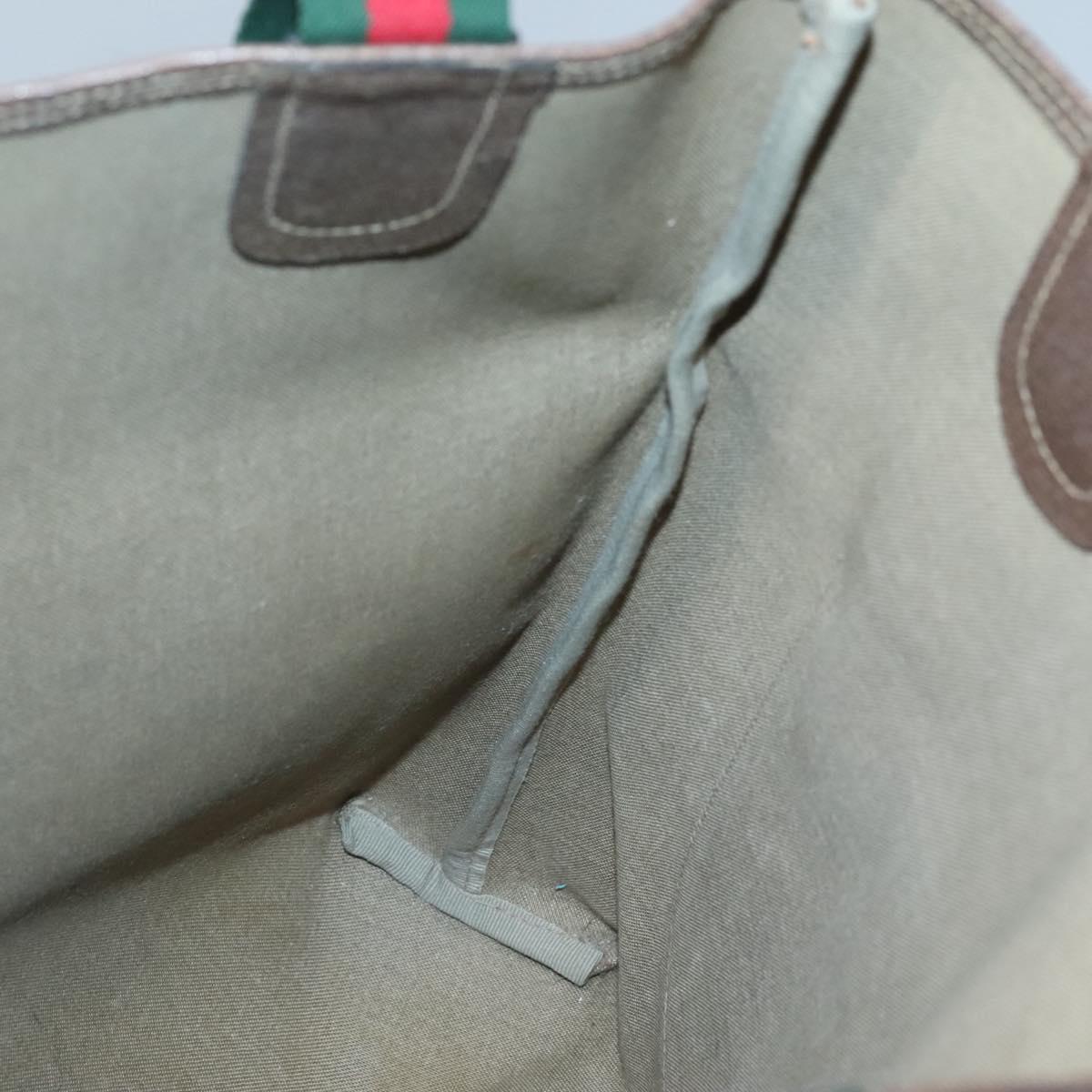GUCCI GG Supreme Web Sherry Line Tote Bag PVC Leather Beige 39.02.003 Auth kk456