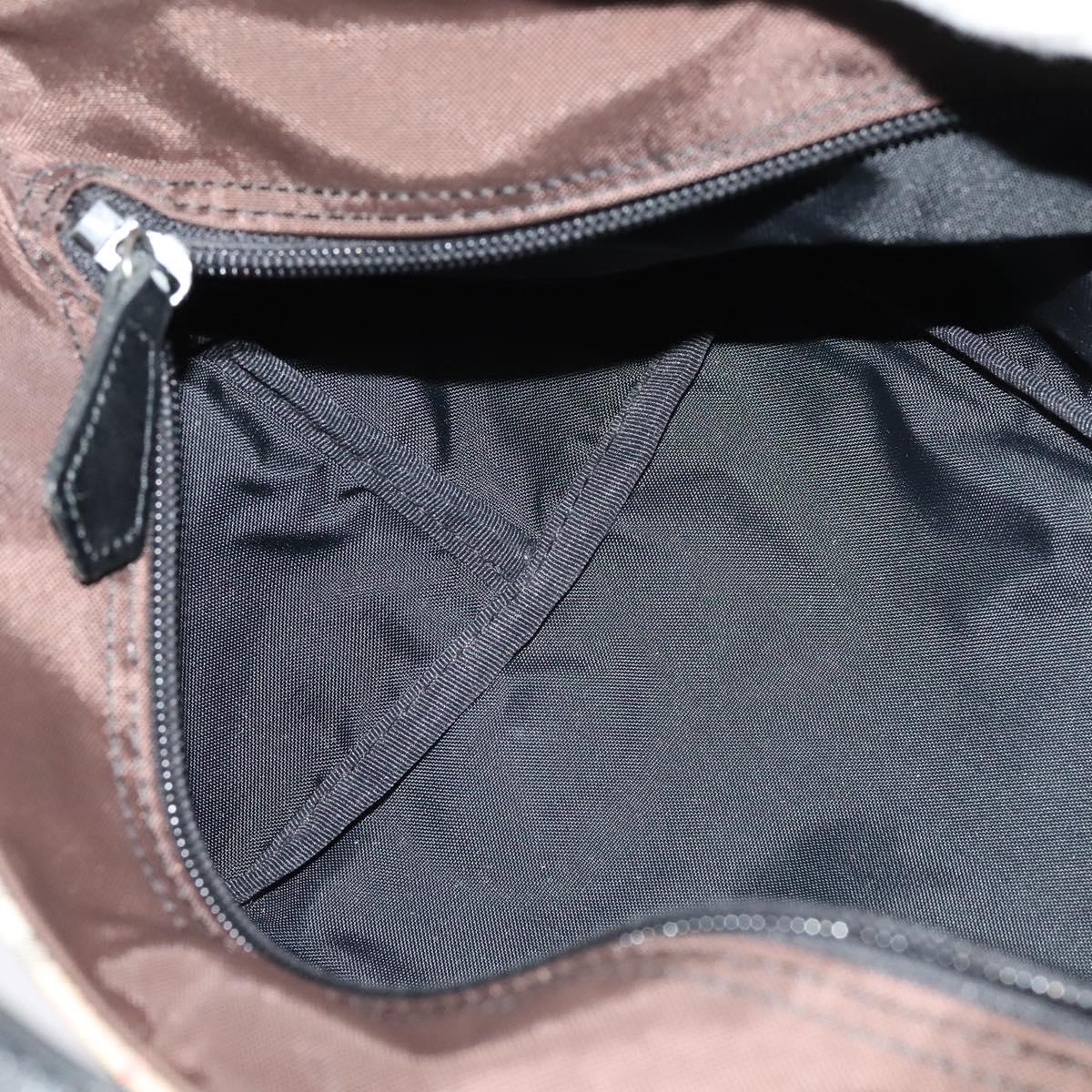 Burberrys Blue Label Hand Bag Nylon Beige Silver Auth kk459