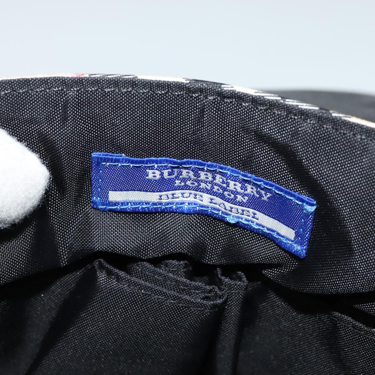 BURBERRY Nova Check Blue Label Shoulder Bag Nylon Beige Silver Auth kk460