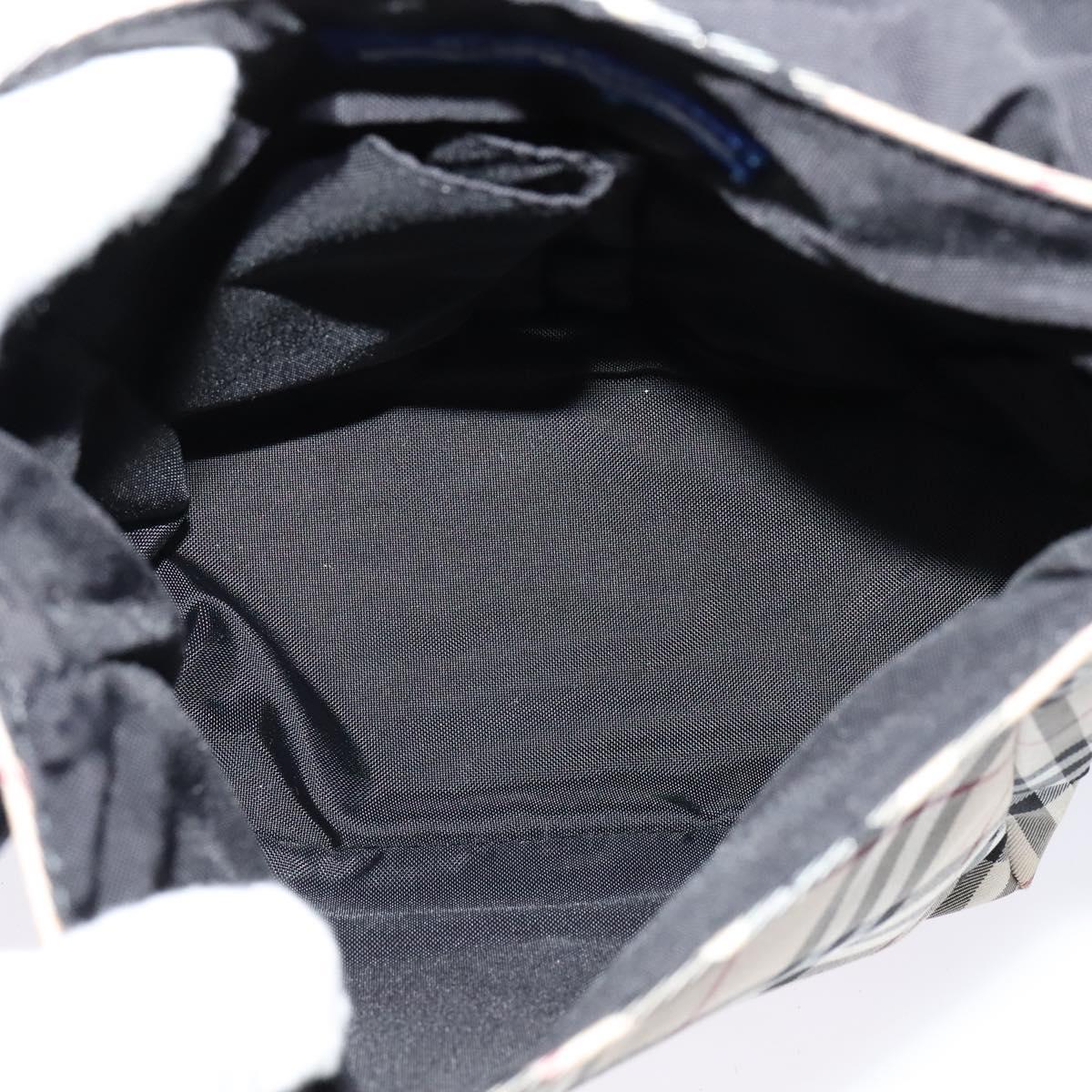 BURBERRY Nova Check Blue Label Shoulder Bag Nylon Beige Silver Auth kk460