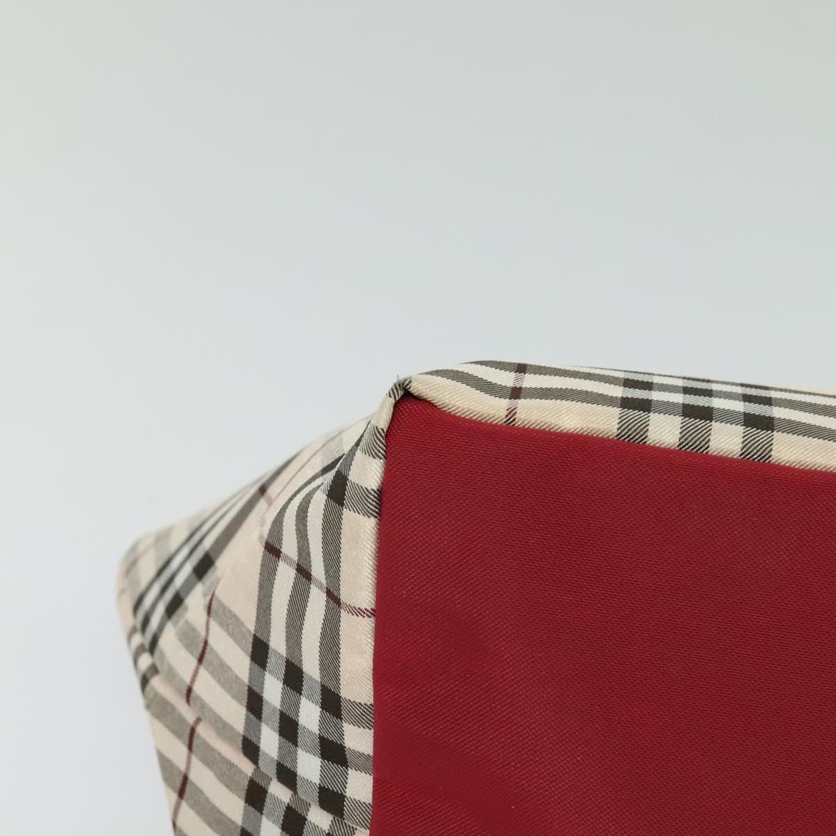 BURBERRY Nova Check Blue Label Tote Bag Nylon Beige Silver Auth kk461