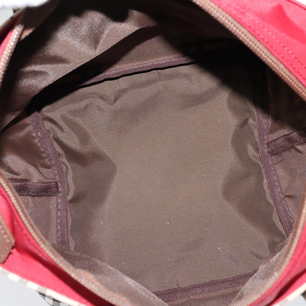 BURBERRY Nova Check Blue Label Tote Bag Nylon Beige Silver Auth kk461