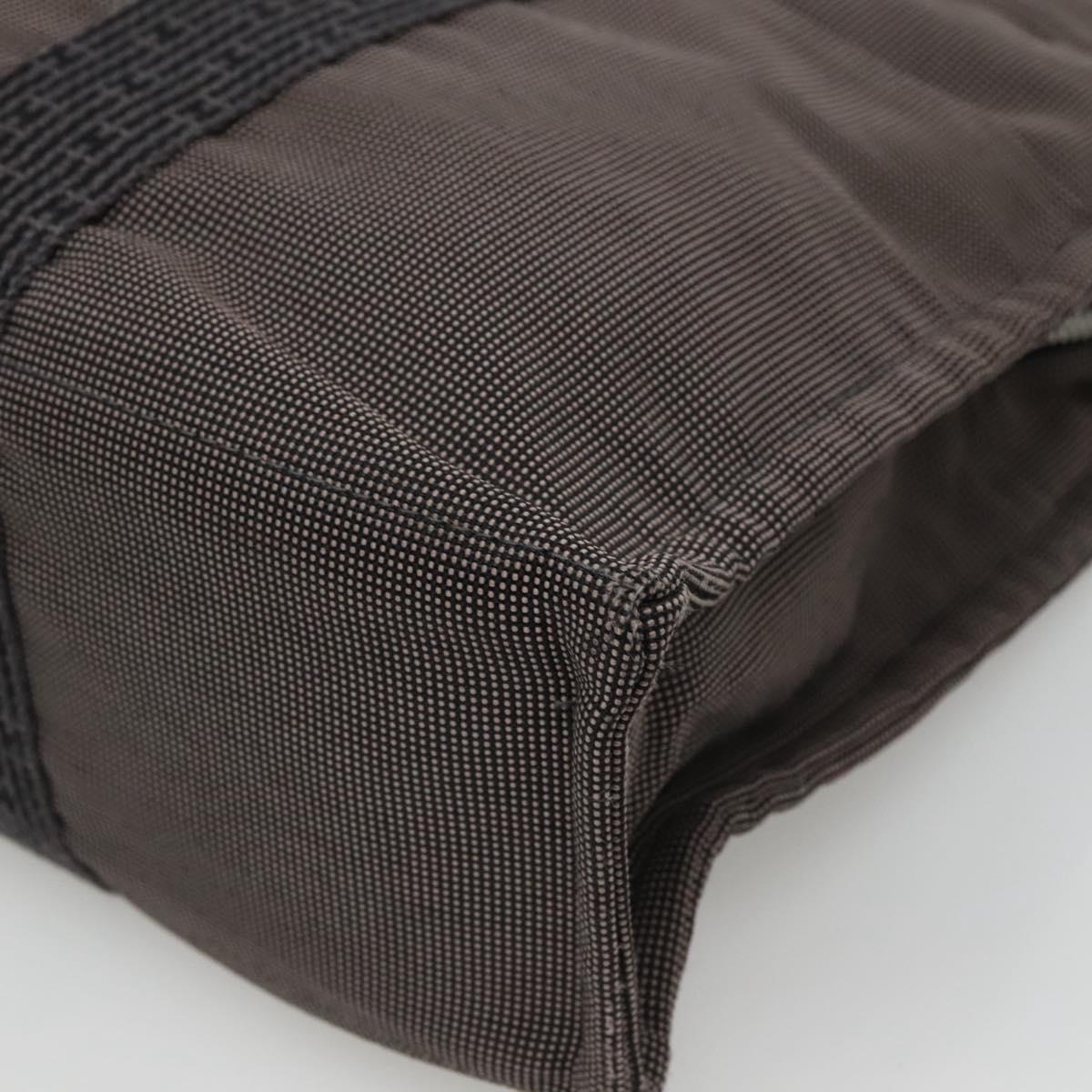 HERMES Her Line MM Hand Bag Canvas Gray Auth kk463