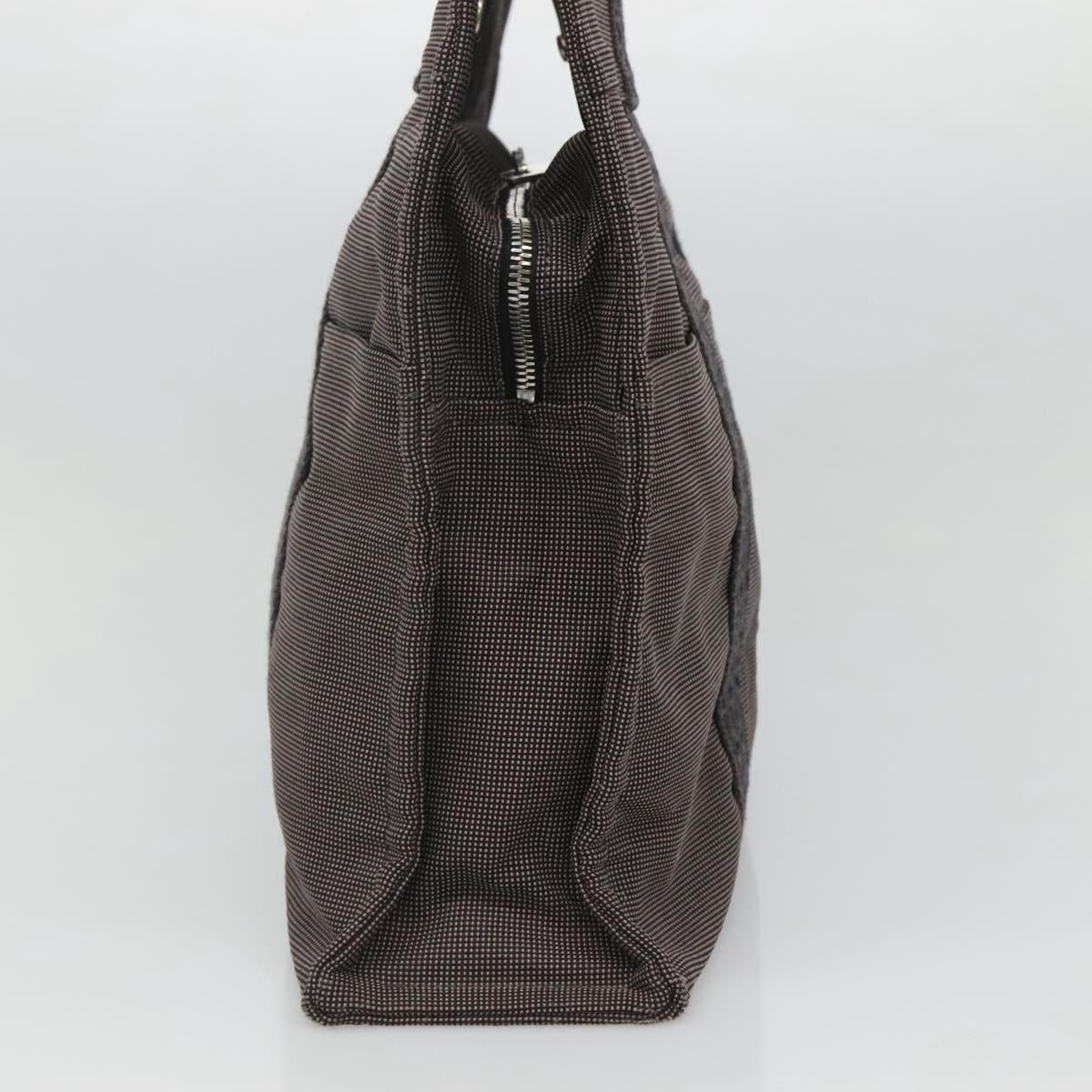 HERMES Her Line MM Hand Bag Canvas Gray Auth kk463