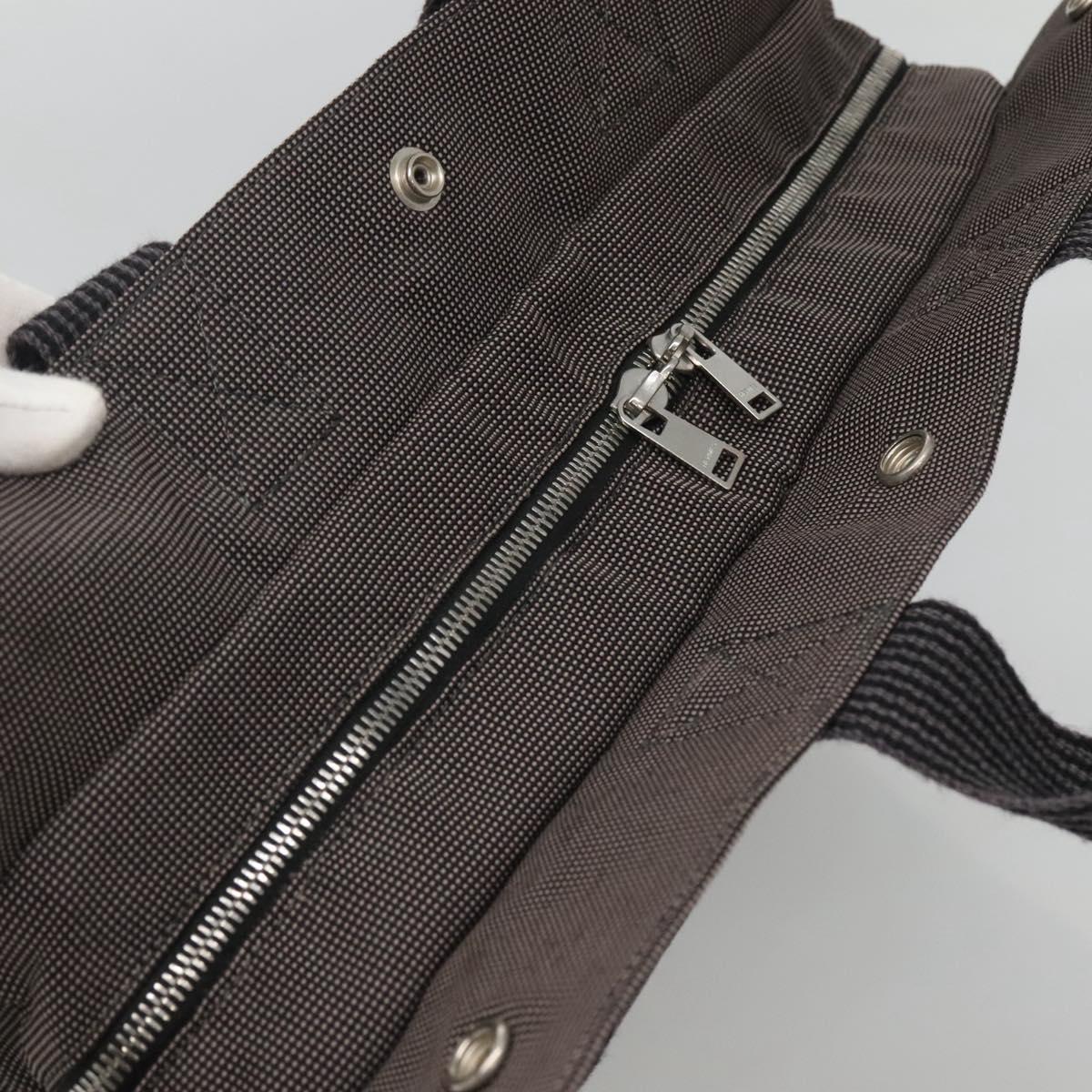 HERMES Her Line MM Hand Bag Canvas Gray Auth kk463