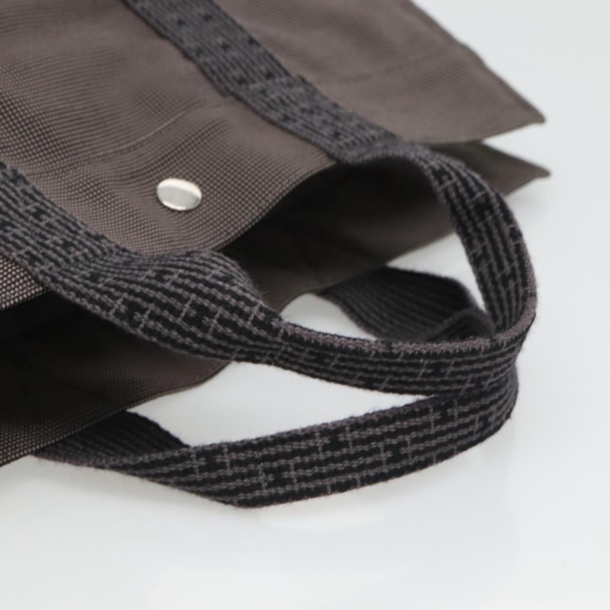 HERMES Her Line MM Hand Bag Canvas Gray Auth kk463