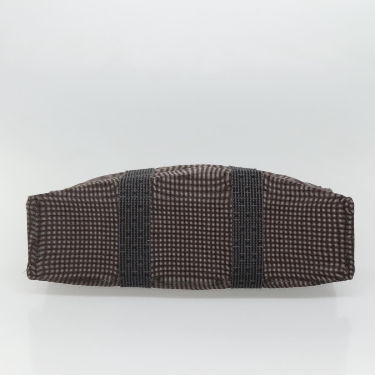 HERMES Her Line MM Hand Bag Canvas Gray Auth kk463