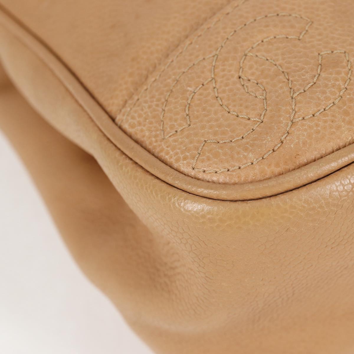 CHANEL Backpack Calf Skin Beige Gold CC Auth kk466A