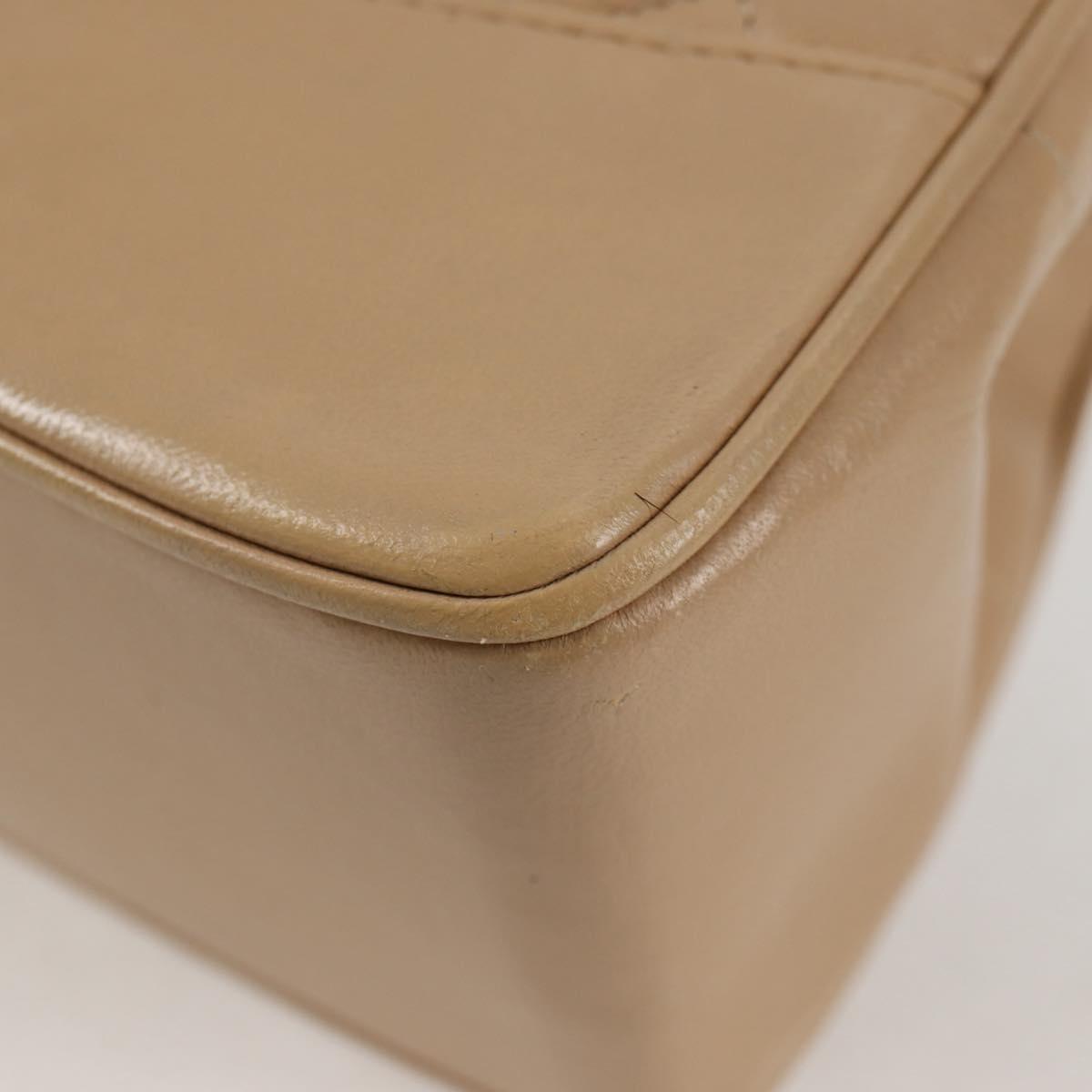 CHANEL Matelasse Chain Shoulder Bag Lamb Skin Beige Gold CC Auth kk467A