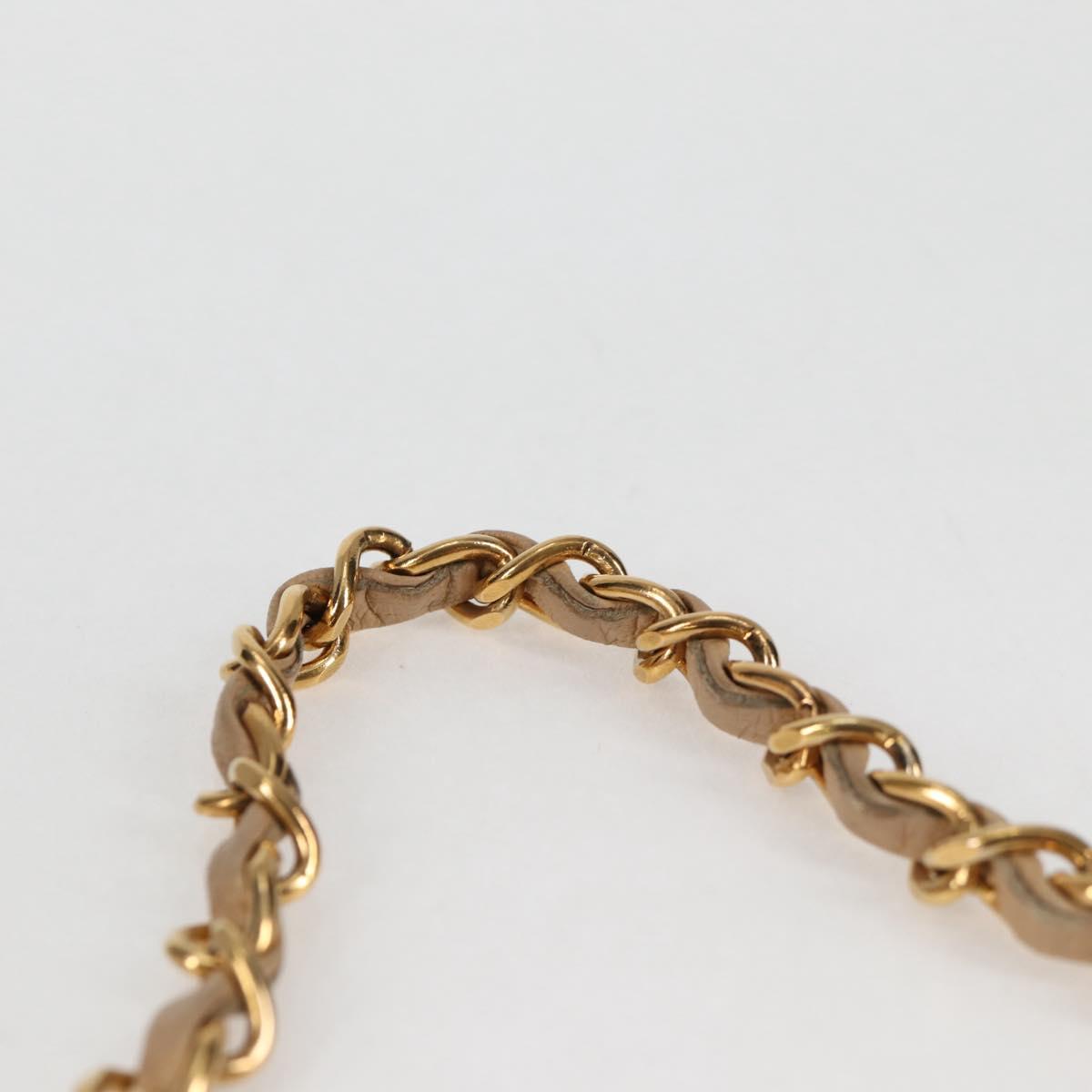 CHANEL Matelasse Chain Shoulder Bag Lamb Skin Beige Gold CC Auth kk467A