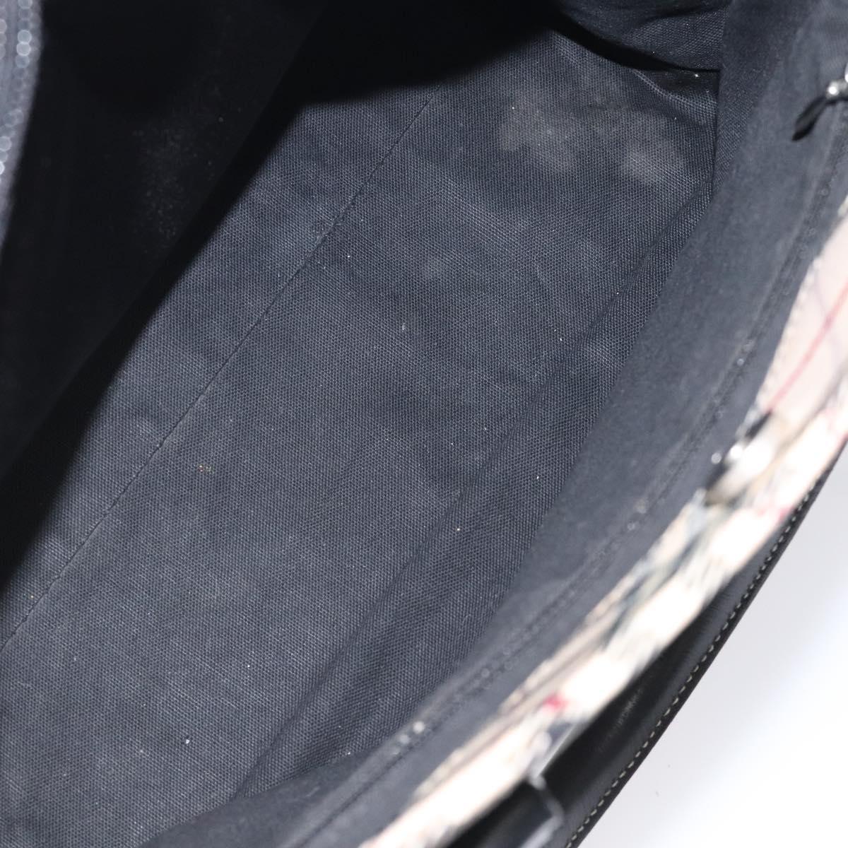 BURBERRY Nova Check Blue Label Hand Bag Nylon Beige Silver Auth kk474